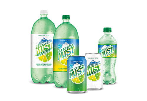 Sierra Mist Sodas bottles and cans