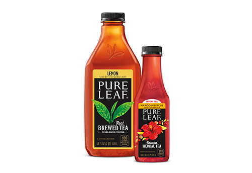 Large and small Pure Leaf Tea product bottles