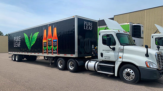Mid-Wisconsin Beverage Lipton Pure Leaf semi trailer wrap.