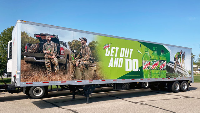 Mid-Wisconsin Beverage Mountain Dew Semi Trailer Wrap
