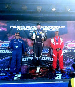 MikeMeister_Winner_Podium2-1 The three winners of the Pro Buggy 2022 Crandon World Championship stand atop the podium