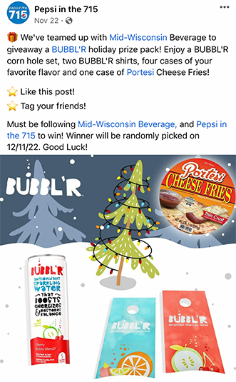 Mid-Wisconsin Beverage Bubbl'r Facebook Post