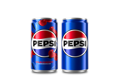 Mini-cans of Wild Cherry Pepsi and Pepsi with new logo