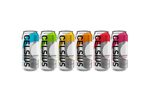 6 colorful cans of Celsius Energy Essentials