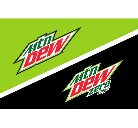 Mtn Dew and Mtn Dew Zero Sugar logos