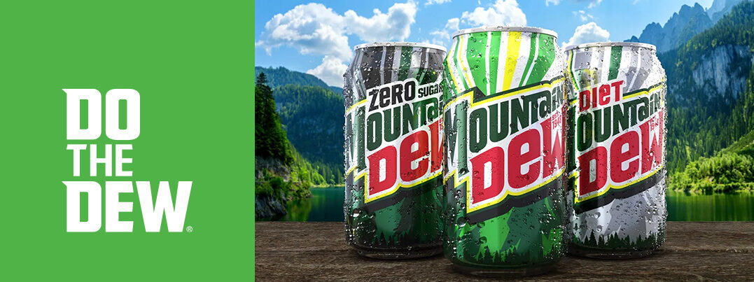 Do The Dew with Mountain Dew regular, Mountain Dew Zero Sugar, and Diet Mountain Dew cans