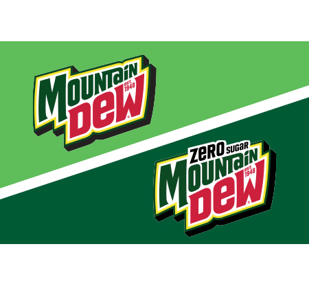 new Mountain Dew and Mountain Dew Zero sugar logos