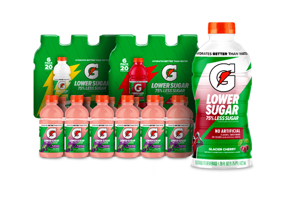 Gatorade Lower Sugar assorted bottles and packages