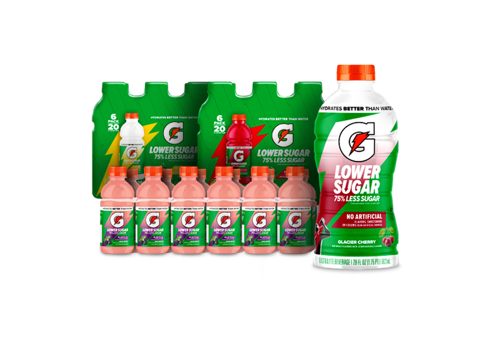 Gatorade Lower Sugar assorted bottles and packages
